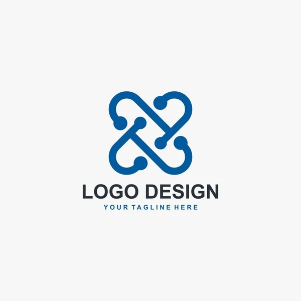 List Technologia Wektor Projektowania Logo Niebieski Zarys Projektu Logo Projekt — Wektor stockowy