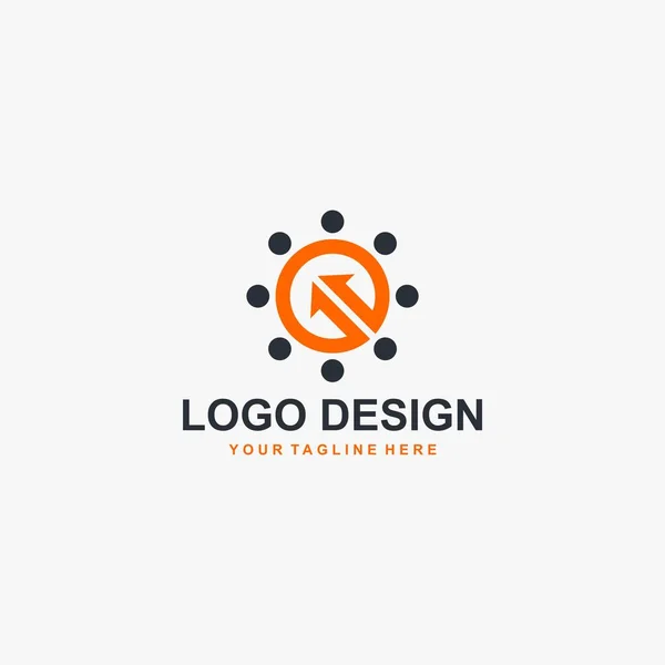 Vecteur Conception Logo Flèche Cercle Conception Logo Contour Orange Technologie — Image vectorielle