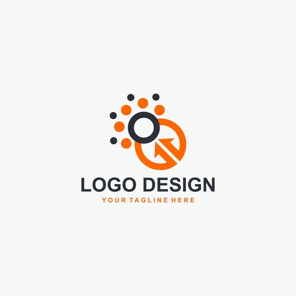 Cirkel Pil Logotyp Design Vektor Orange Kontur Logotyp Design Teknik — Stock vektor