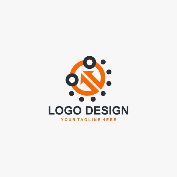 Cirkel Pil Logotyp Design Vektor Orange Kontur Logotyp Design Teknik — Stock vektor