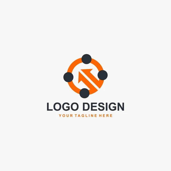 Kreis Pfeil Logo Design Vektor Orange Umreißt Das Logo Design — Stockvektor