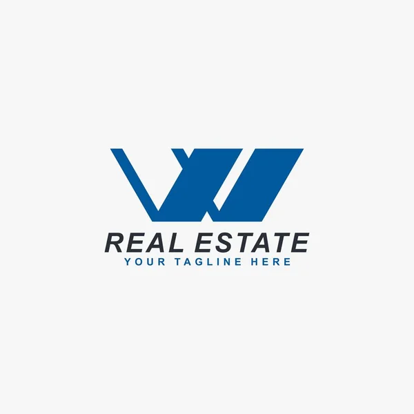 不動産ロゴデザインベクトル ブルーホームロゴデザイン 手紙Wと家の抽象的なロゴデザイン — ストックベクタ