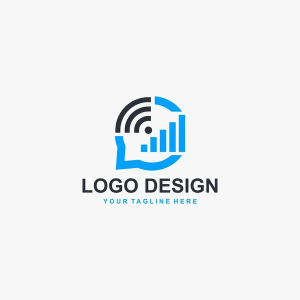 Пузырь Чат Вектор Дизайна Логотипа Сигнала Иллюстрация Дизайна Логотипа Сигнал — стоковый вектор
