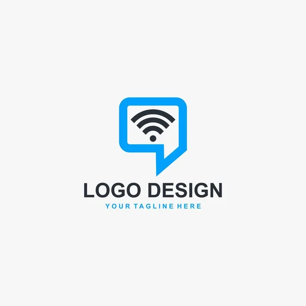 Bulle Chat Logo Signal Vecteur Conception Illustration Logo Wifi Design — Image vectorielle