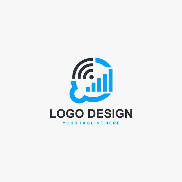 Bubble Chat Och Signal Logo Design Vektor Wifi Logotyp Design — Stock vektor
