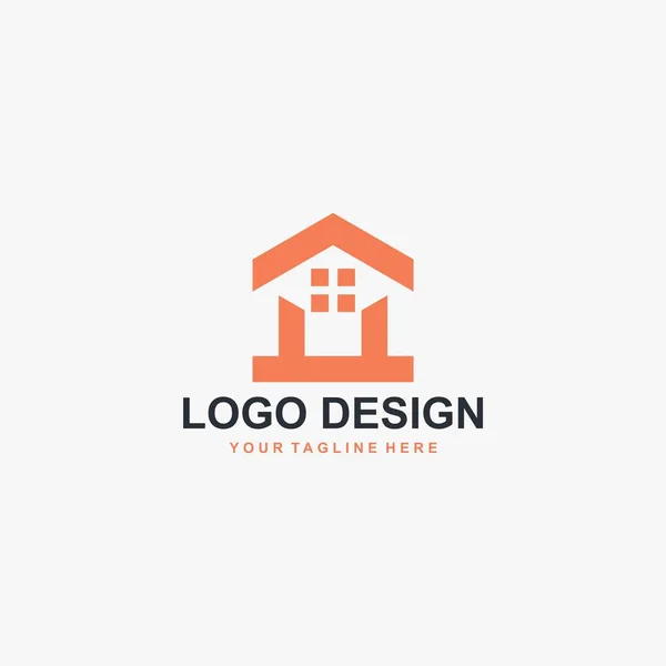 Vetor Design Logotipo Doméstico Simples Projeto Abstrato Casa Esboço Design — Vetor de Stock