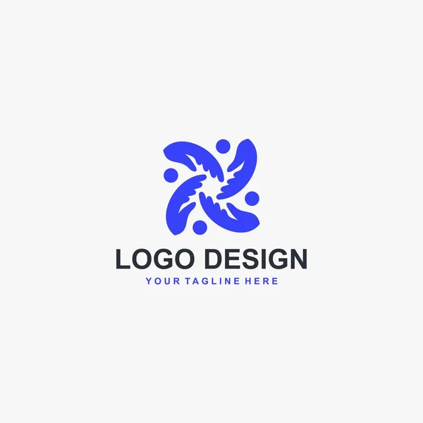 Vector Diseño Logotipo Mano Circular Diseño Abstracto Mano Signo Ilustración — Vector de stock
