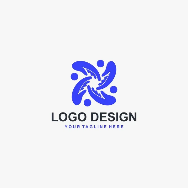 Вектор Дизайна Логотипа Круга Абстрактный Дизайн Рук Иллюстрация Единства Группы — стоковый вектор
