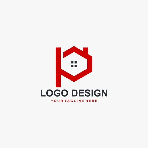 Monograma Vector Diseño Logotipo Bienes Raíces Casa Letra Signo Logo — Vector de stock