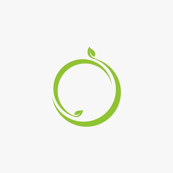 Grüner Blatt Kreis Logo Design Vektor Bio Natürliche Blätter Ikone — Stockvektor