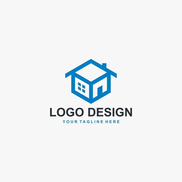 Cube Immobilien Logo Design Vektor Hausschild Logo — Stockvektor