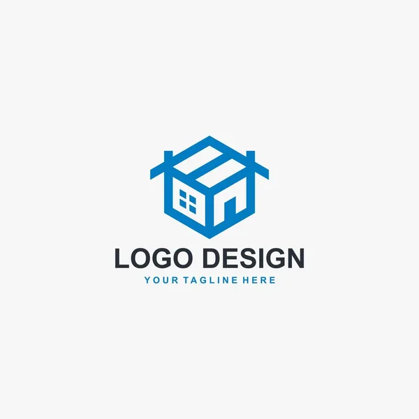 Cubo Imobiliário Logotipo Vetor Design Logotipo Sinal Casa — Vetor de Stock