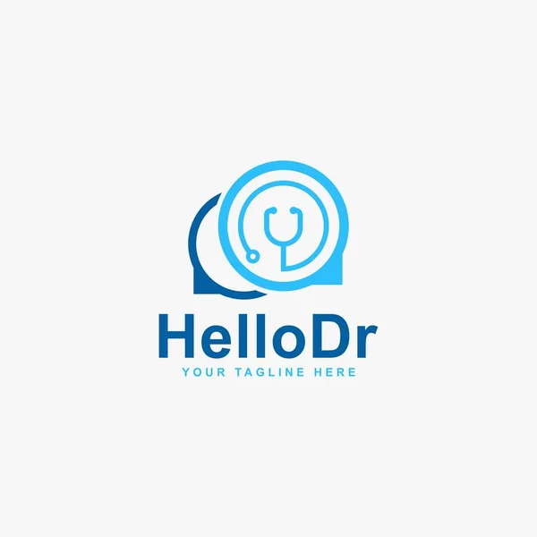 Вектор Дизайна Логотипа Hello Doctor Вызовите Врача — стоковый вектор