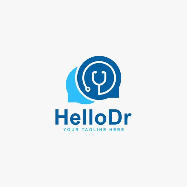 Merhaba doktor logo tasarım vektörü. Doktor soyut simge tasarımını ara.