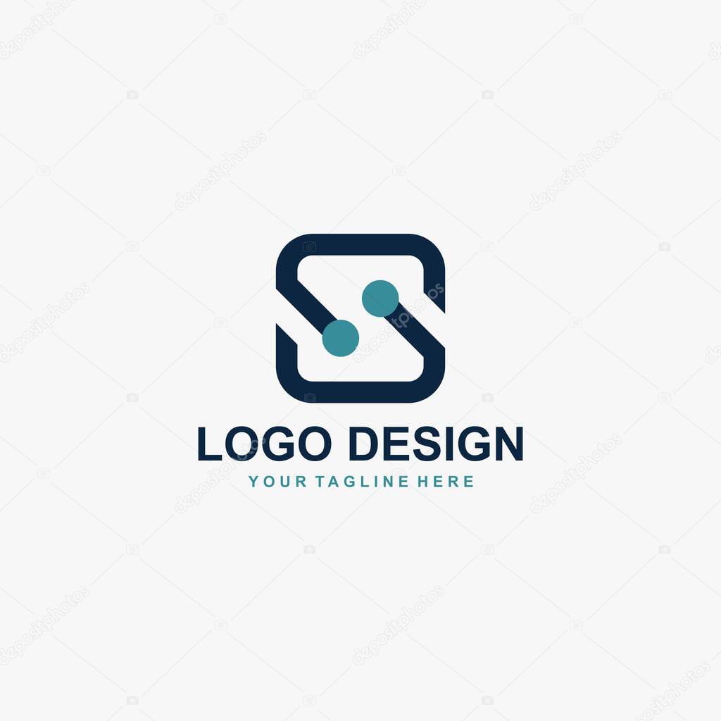Letter S logo design vector, technology icon illustration.