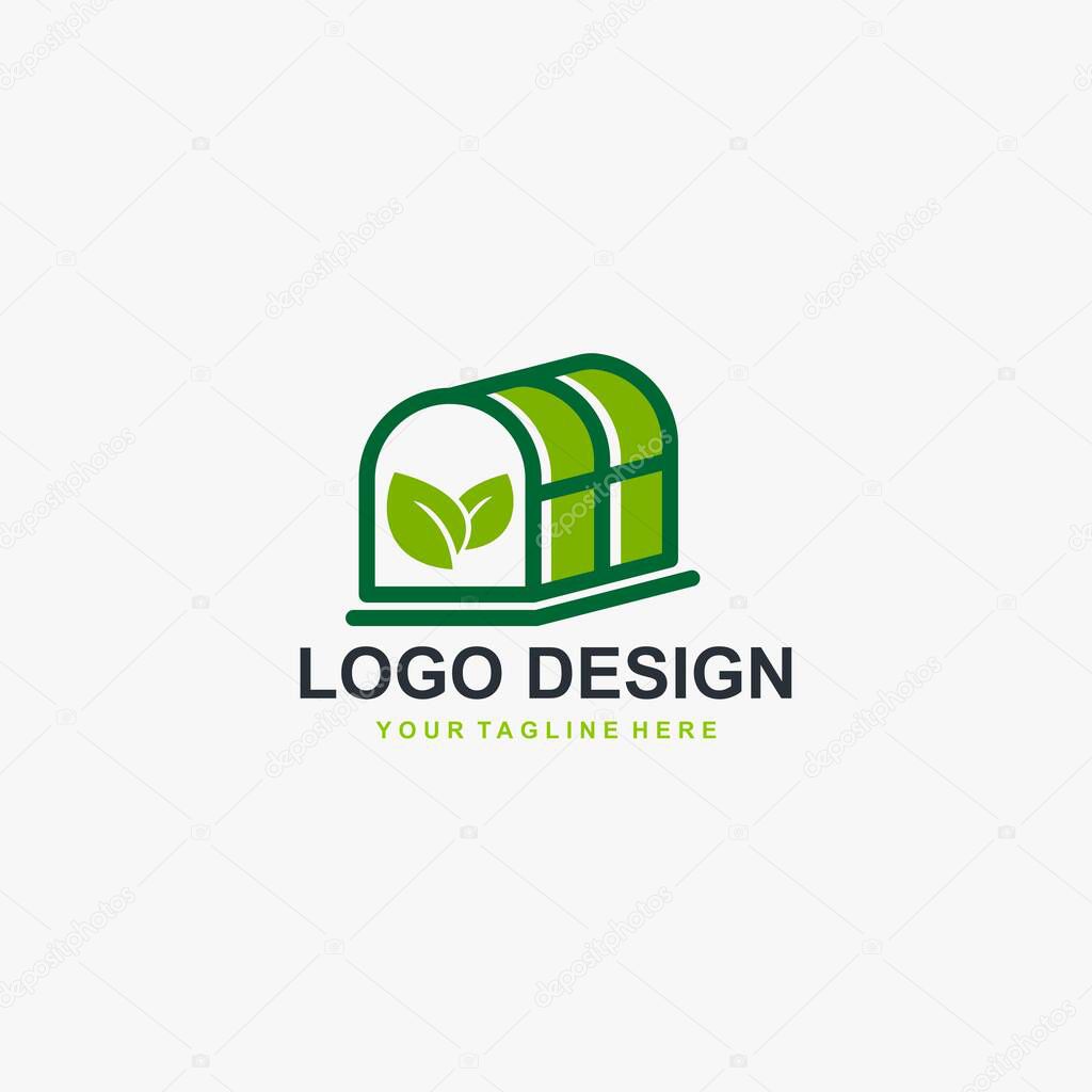 Greenhouse logo design vector, greenhouse icon design. Plant logo, leaf icon design illustration.