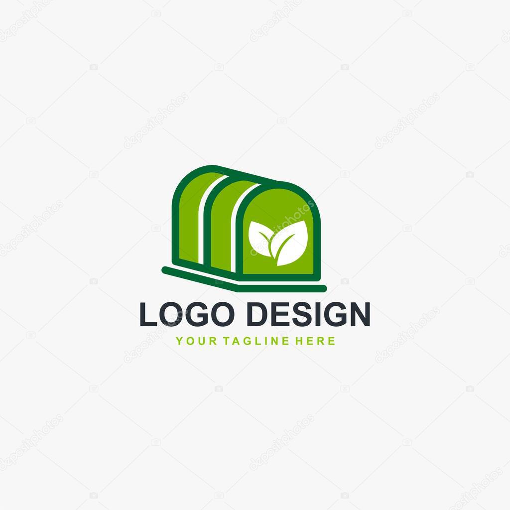 Greenhouse logo design vector, greenhouse icon design. Plant logo, leaf icon design illustration.