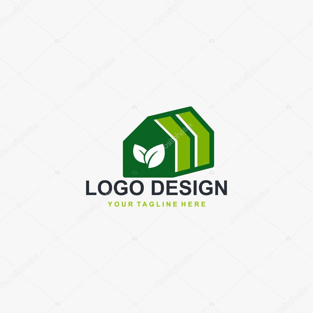 Greenhouse logo design vector, greenhouse icon design. Plant logo, leaf icon design illustration.