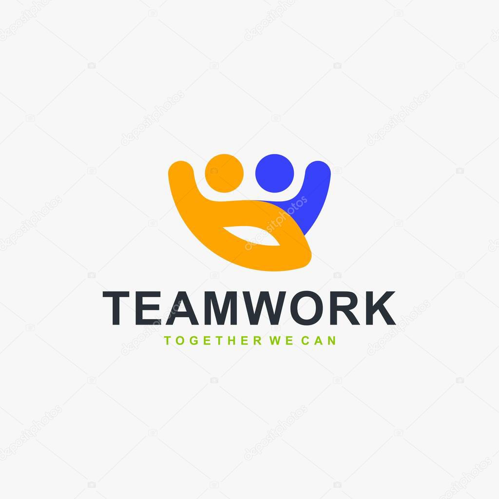 Teamwork logo design vector. People community icon design. Humanity logo concept. Full colors logo design.