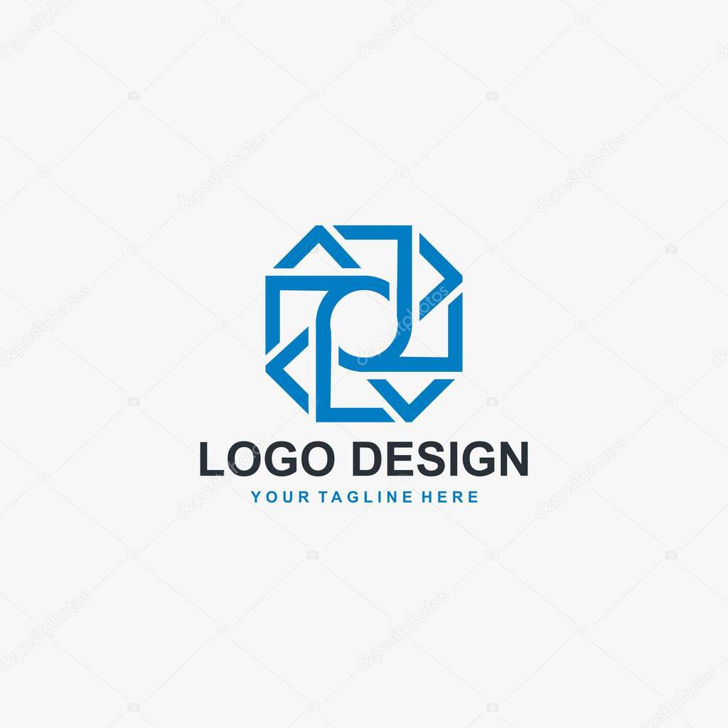 Shoot camera logo design vector. Polygonal lens camera logo design. Lens illustration design.