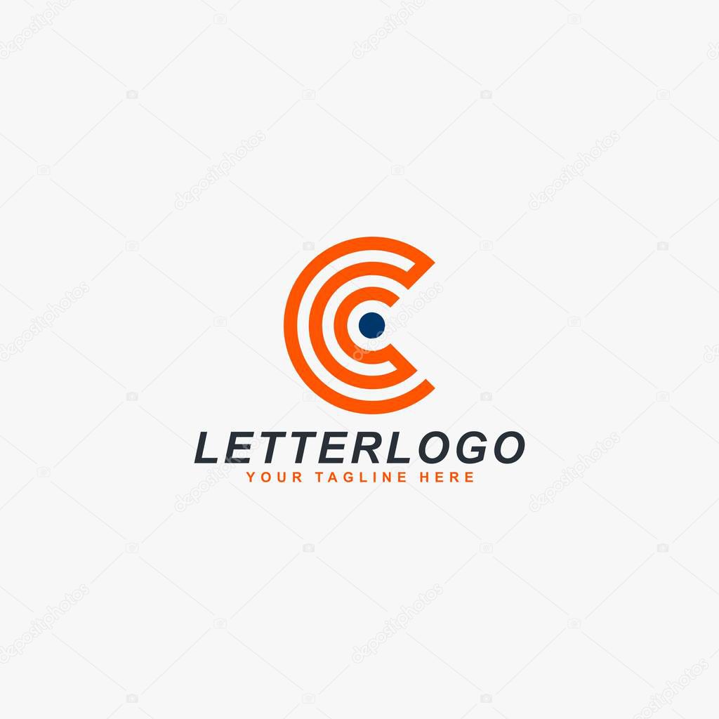Letter C and bow logo design vector. Outline logo design. Archery sports logo design.