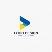 Háromszög technológia logó design vektor. Jövőbeli színes logó design. Tech számítógép ikon design. Kék logó.