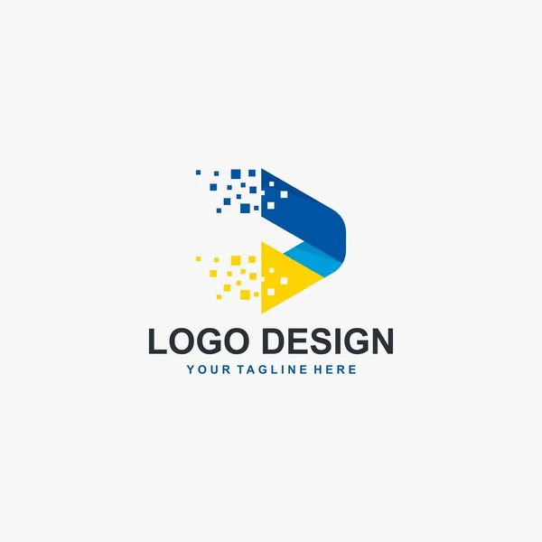 Üçgen teknolojisi logo tasarım vektörü. Geleceğin renkli logo tasarımı. Teknik bilgisayar simgesi tasarımı. Mavi logo.