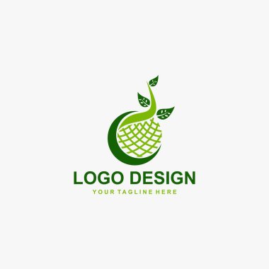 Kokedama logo tasarımı. Japonya 'dan geleneksel ağaçlar, Bonsai olarak da bilinir - Vektör.