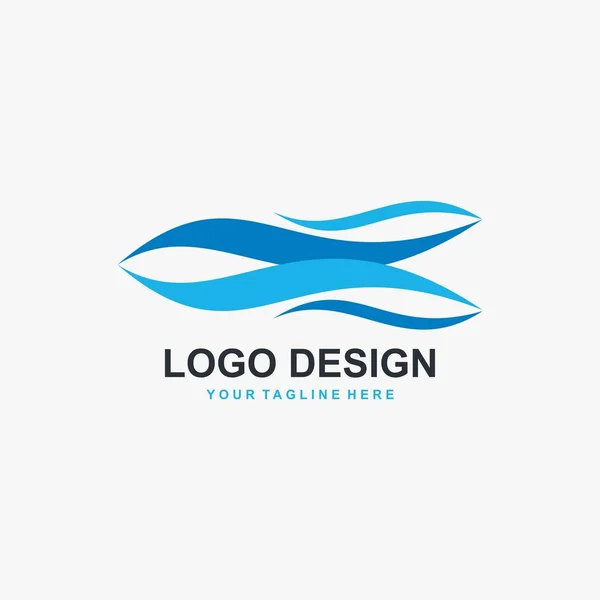 Diseño Logotipo Ilustración Onda Icono Viento Agua Azul Mar Vector — Vector de stock
