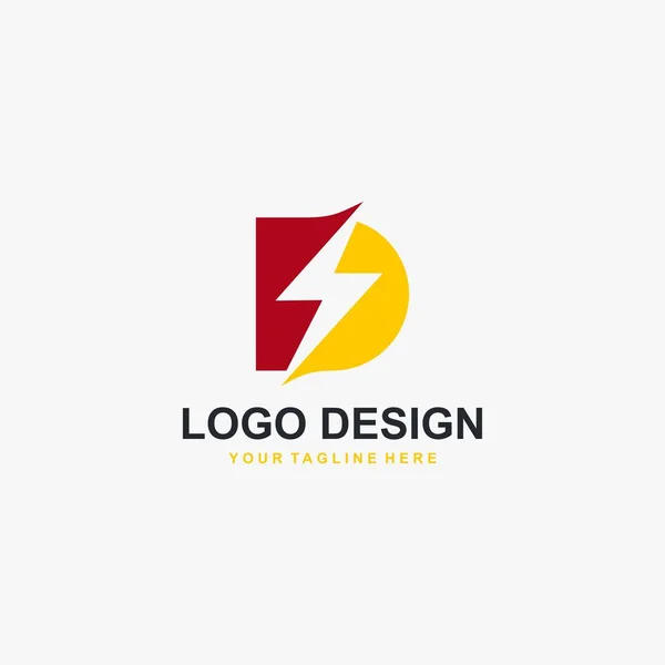 Электроэнергия Буква Вектор Дизайна Логотипа — стоковый вектор