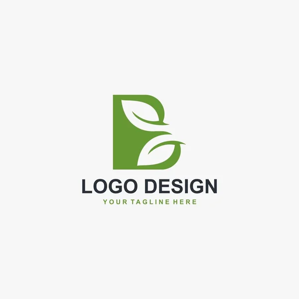 Folha Verde Letra Monograma Logotipo Design Vector — Vetor de Stock