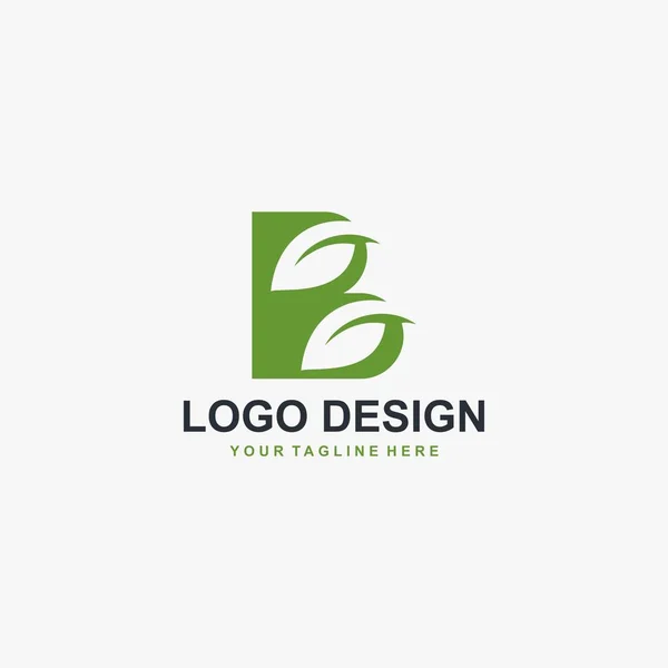 Folha Verde Letra Monograma Logotipo Design Vector — Vetor de Stock