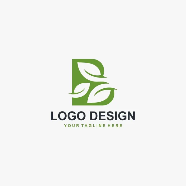 Зеленый Лист Буква Вектор Дизайна Логотипа — стоковый вектор