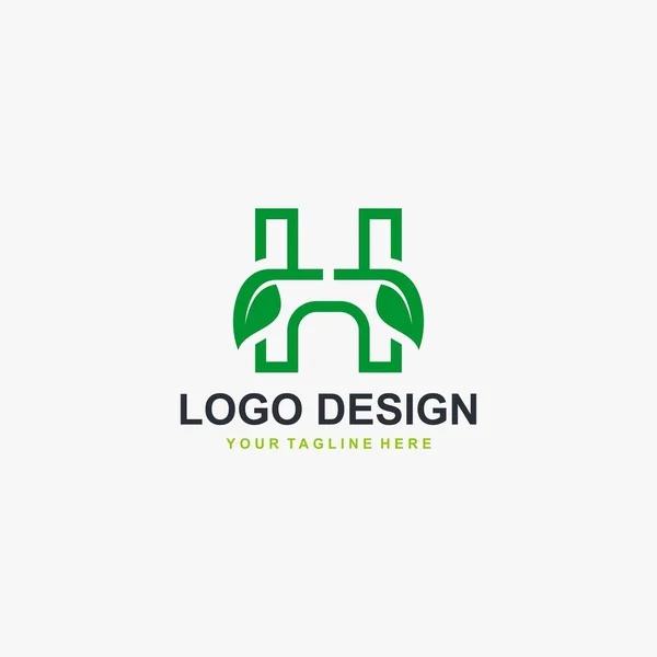 Harfi Yaprak Logosu Tasarım Vektörü Doğal Tip Logo Tasarımı — Stok Vektör