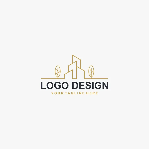 不動産会社のロゴデザイン プロパティ管理イラストロゴ ベクトル — ストックベクタ