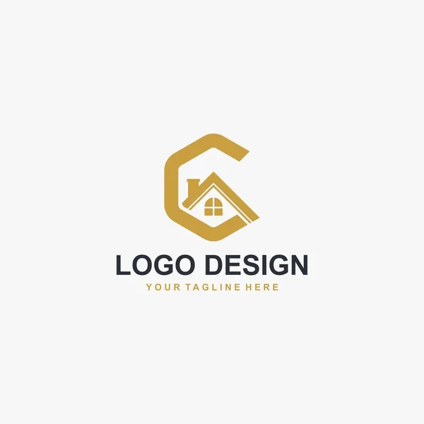 Empresa Inmobiliaria Letra Logo Design Logotipo Ilustración Gestión Propiedad Vector — Vector de stock