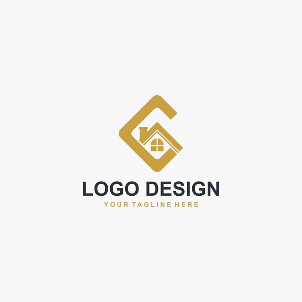 Empresa Inmobiliaria Letra Logo Design Logotipo Ilustración Gestión Propiedad Vector — Vector de stock