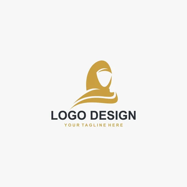 Jilbab Muslimah Logo Design Vector — Stock Vector