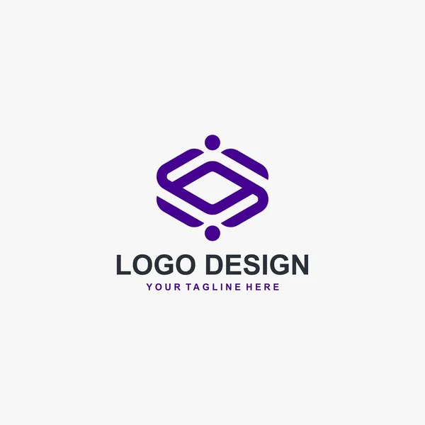 Cube Outline Logo Design Vector Abstract Logo Design — Stock Vector