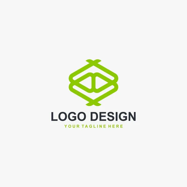 Küp Ana Hatlı Logo Tasarım Vektörü Soyut Logo Tasarımı — Stok Vektör