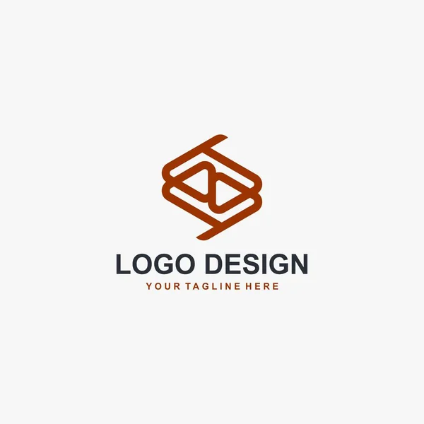 Kub Skissera Logo Design Vektor Abstrakt Logotyp — Stock vektor