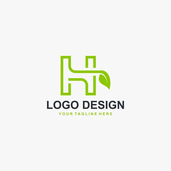 Στίγμα Σχεδίασης Λογότυπου Γραμμάτων Και Φύλλων Φυσικός Σχεδιασμός Και Τύπος — Διανυσματικό Αρχείο
