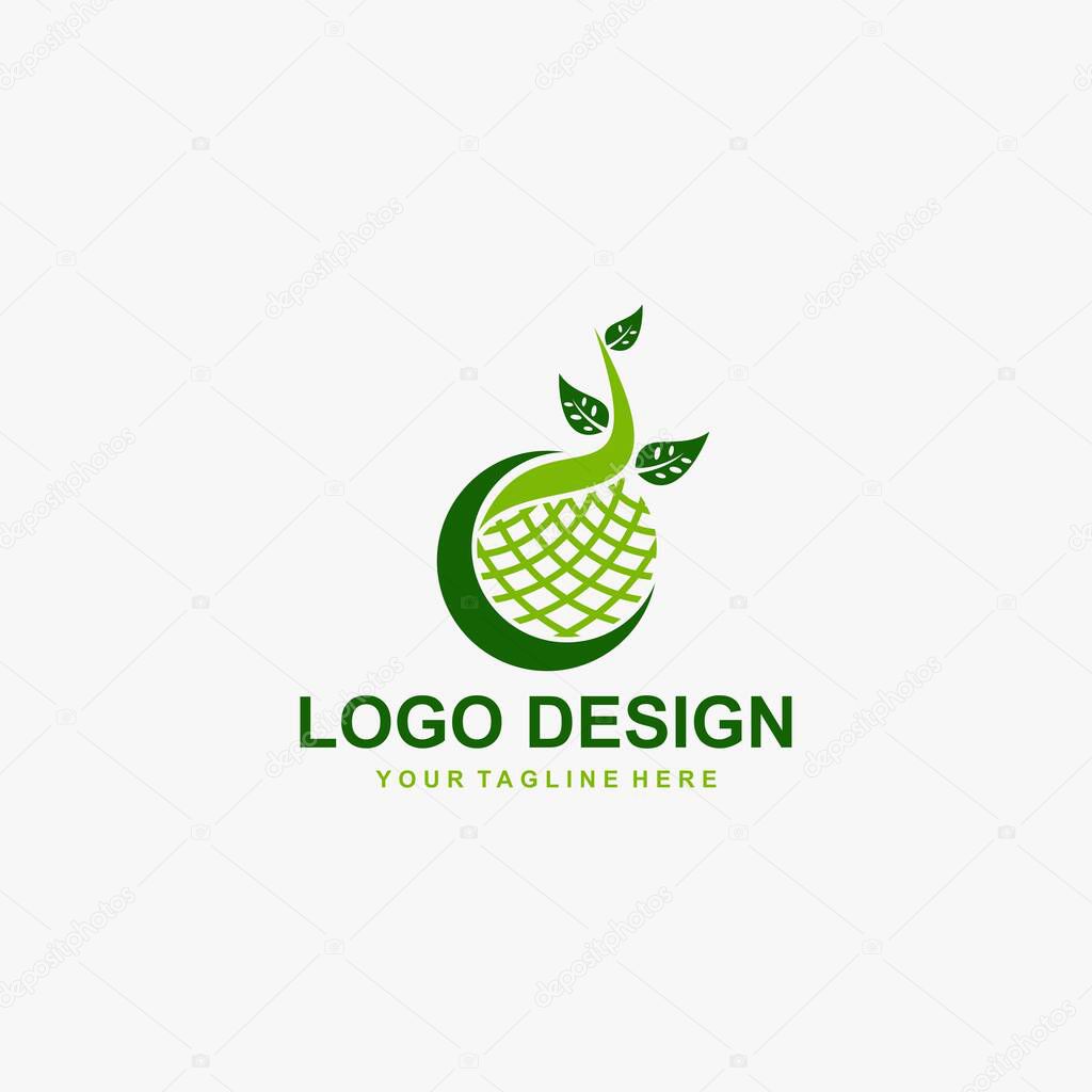 Kokedama logo design. The traditional trees from Japan, also called Bonsai - Vector.