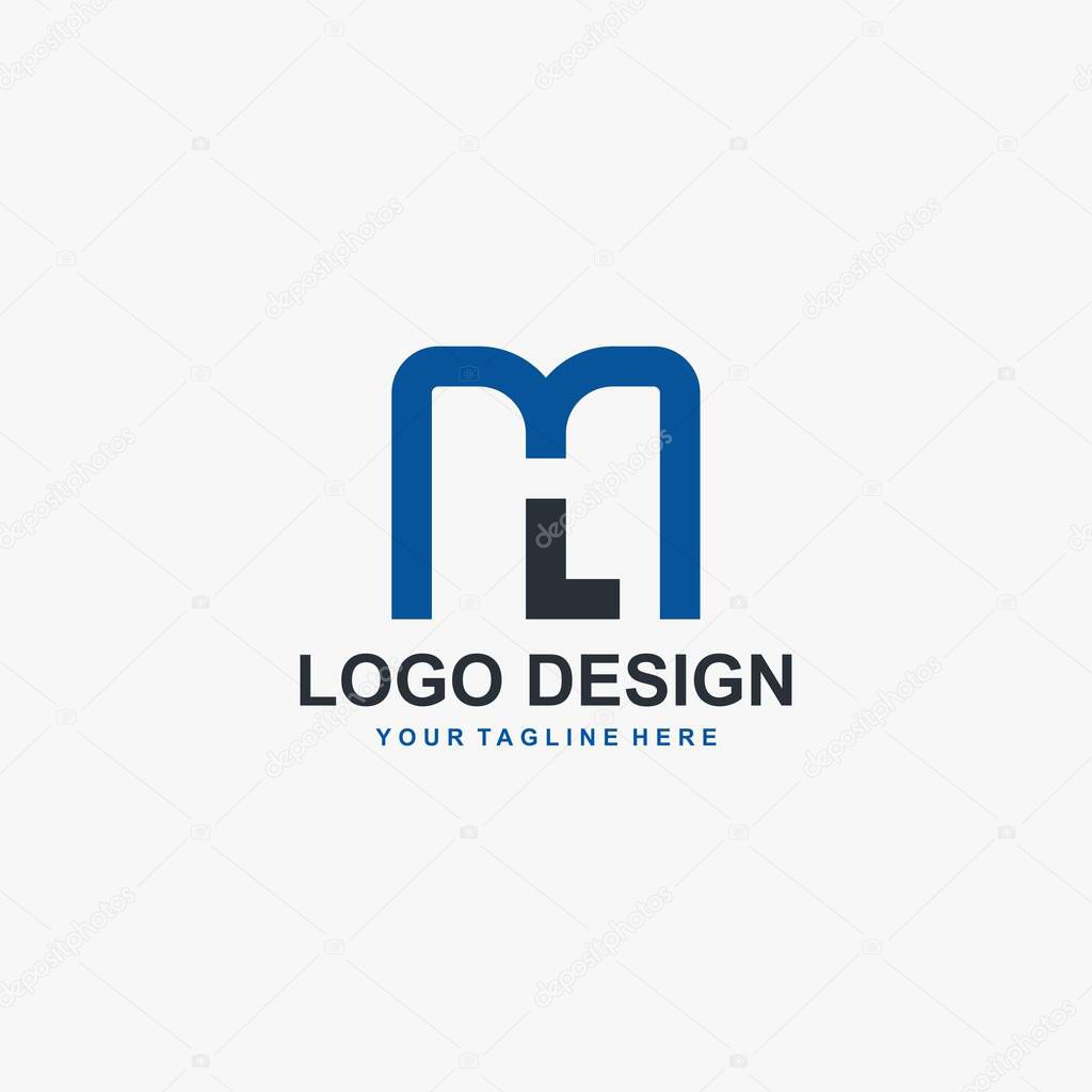 Letter ML initial logo design vector.