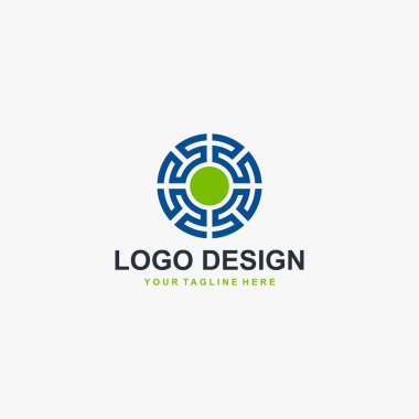 Çember teknolojisi logo element ikonu tasarımı, soyut labirent çizimi tasarımı. Şirketin teknik logosu..