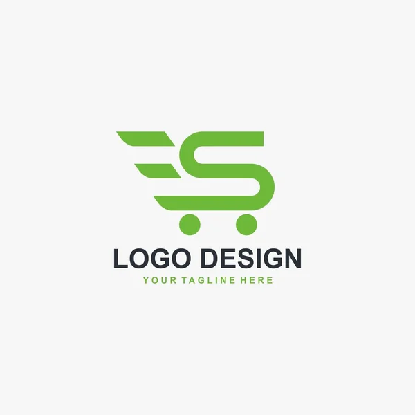 Carro Tienda Letra Logo Vector Diseño Del Logotipo Del Negocio — Archivo Imágenes Vectoriales