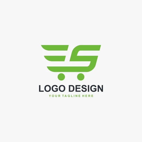 Carro Tienda Letra Logo Vector Diseño Del Logotipo Del Negocio — Archivo Imágenes Vectoriales