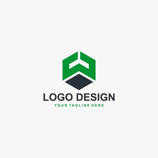 Cube Outline Logo Design Vector Abstract Logo Design — Stock Vector