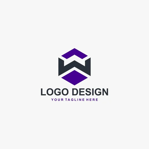 Kub Skissera Logo Design Vektor Abstrakt Logotyp — Stock vektor