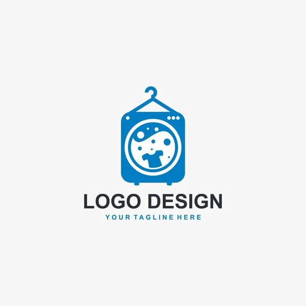 Logo Lavanderia Icona Vettoriale Design Macchina Concetto Lavanderia Illustrazione Design — Vettoriale Stock